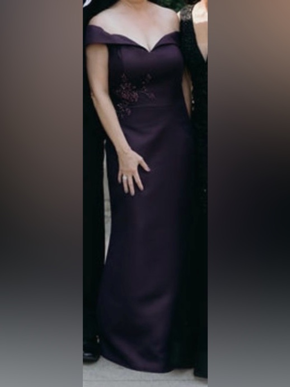 Marsoni by Colors Off-Shoulder Plum Eggplant formal gown. Size 10